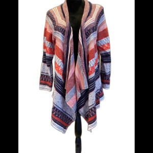 Cato Shrug Sweater Wrap Orange Rust Brown Size 18 20W Aztec Pattern Open Front